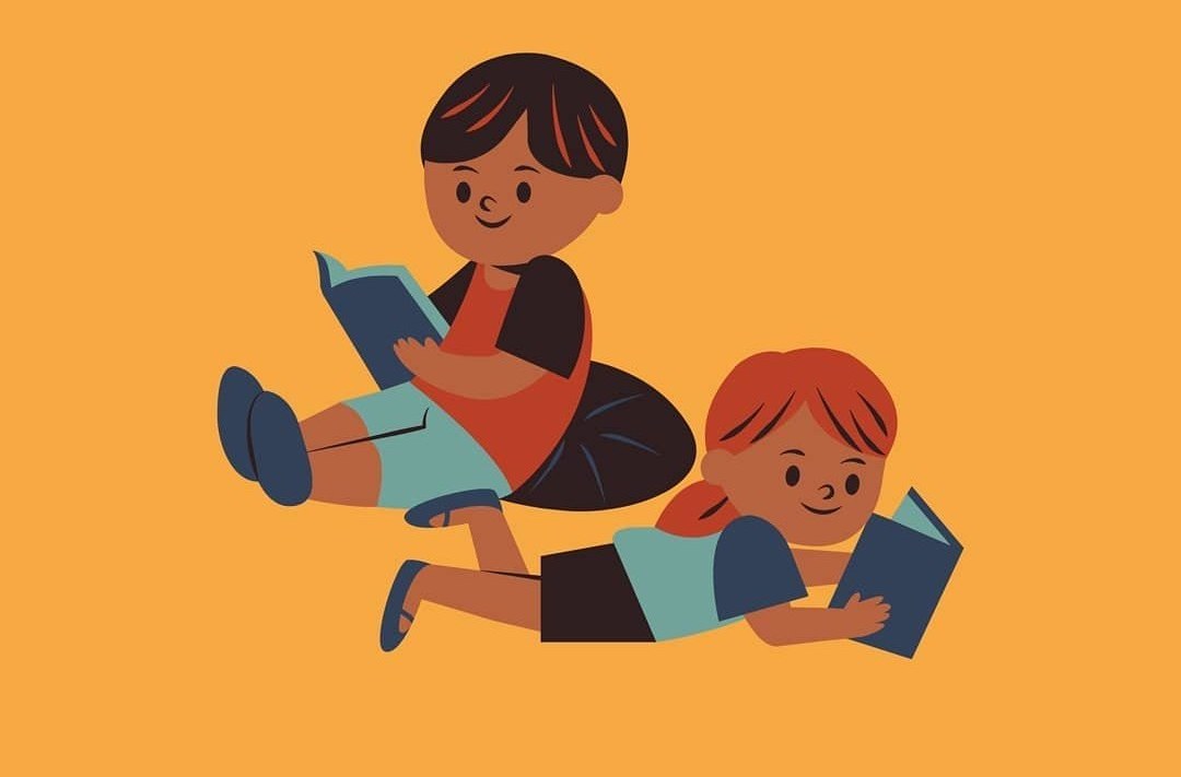 Illustration : deux enfants qui lisent